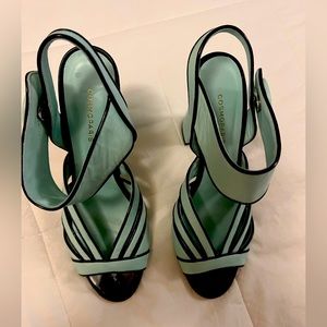 Cosmoparis  size EU 39 “Tiffany Blue” with black trim.  Bought in Paris in 2017